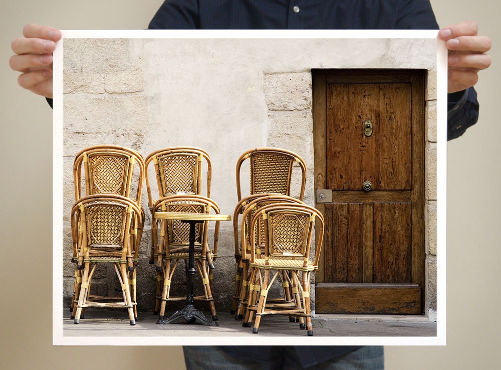 Stacked Chairs, Paris, 16x20 Paris Photograph, Paris Photo, French Fine Art Photography, Brown Home Decor, French Country