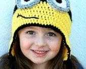 Crocheted Minion Hat - Newborn to Adult - One eye or two eyes