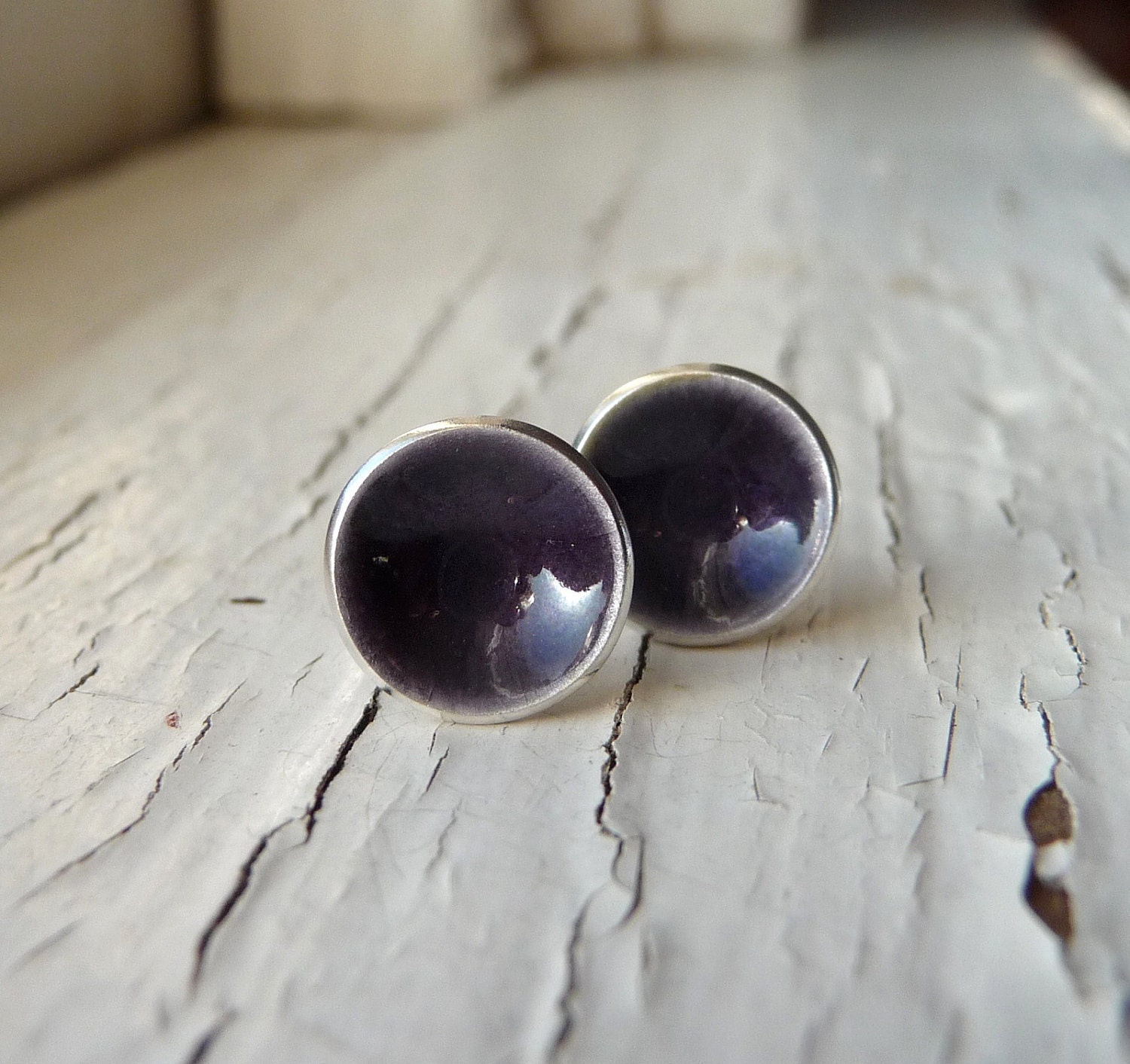 plum dot earrings