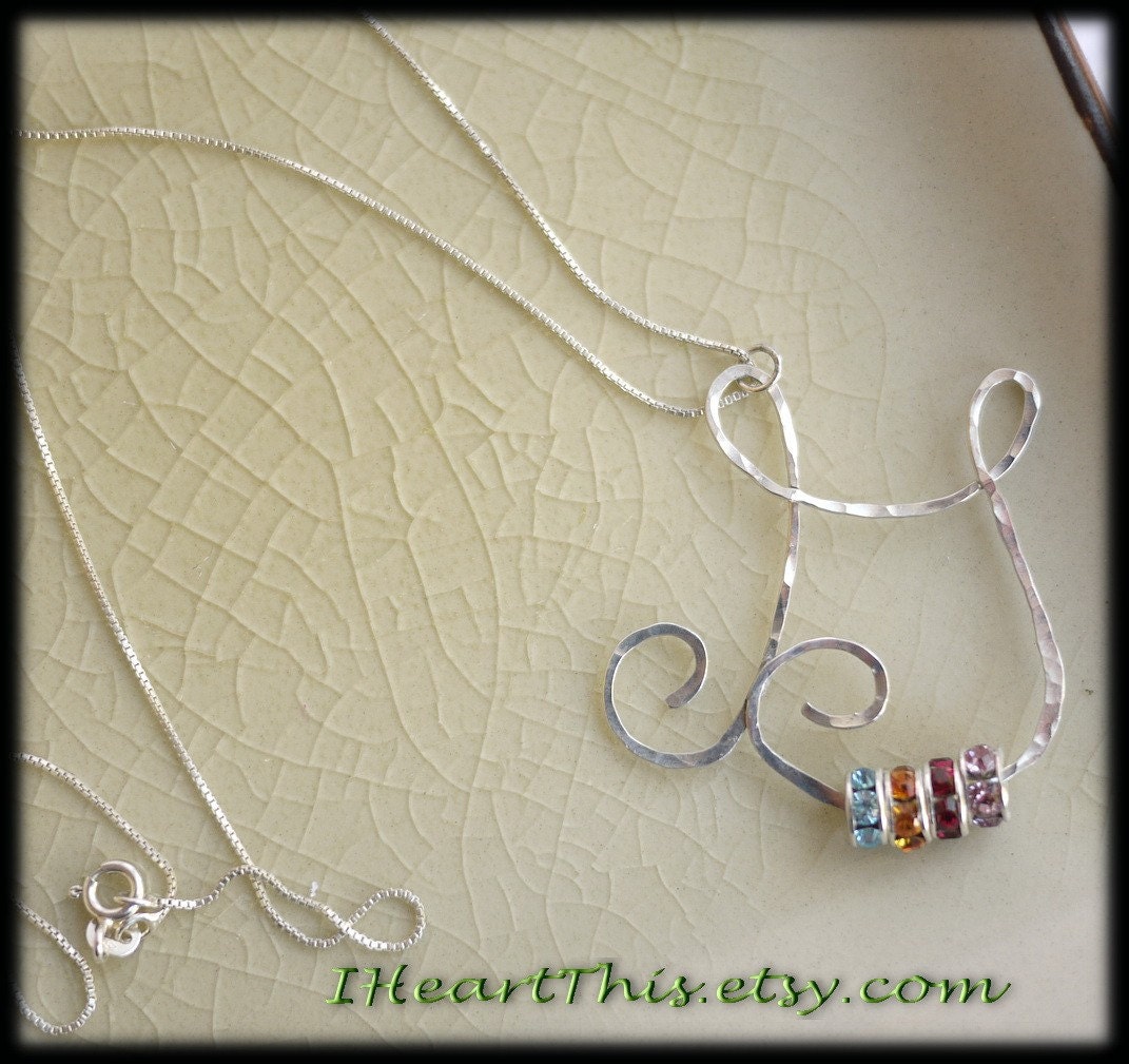 Grandmother's Grandchildren necklace- birthstone initial pendant necklace  by  I Heart This Jewelry