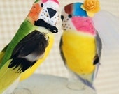 On Sale - Tropical Wedding Cake Topper: Paradise Parrot Love Birds Bride & Groom Anniversary and Wedding Cake Topper