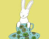 Bunny in a teacup-print