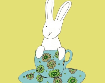 Bunny in a teacup-print