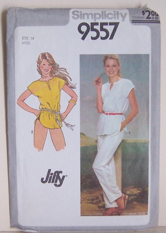 Simplicity 9557 Pullover or Cover-Up Tunic and Pants Women's Size 14Vintage  Sewing Pattern
