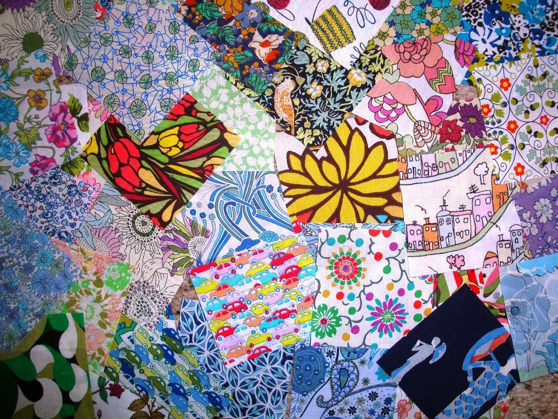 50 Liberty Tana Lawn 2.5 inch fabric charm squares - all different - LUCKY DIP