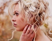 Bridal Hair Flowers - Hair Accessory - Champagne wedding hair piece -  Bridal flower headpiece  - vintage wedding