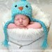My LiL Baby Blue Bird Hat Beanie With Earflaps And Braids Newborn Baby Photo Prop Avail in many color combos