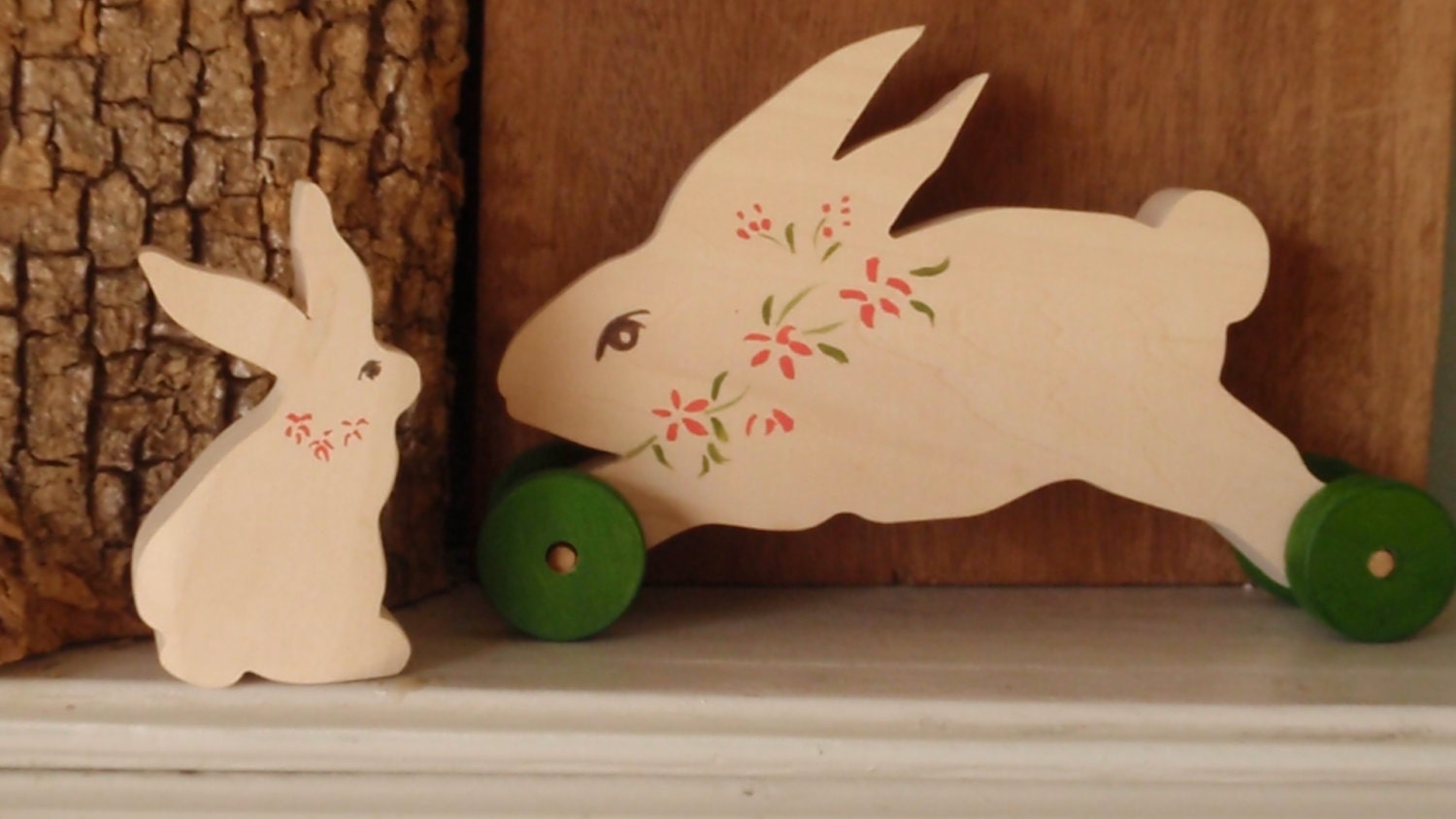frolic- push toy rabbit (farmhouse, folk, rustic, vintage-inspire home decor)-