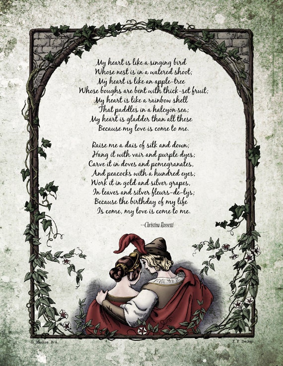 Christina Rossetti - Romantic Poetry - Birthday of My Life Love Poem - Vintage Illustration 19th Century Victorian Art Print Reproduction