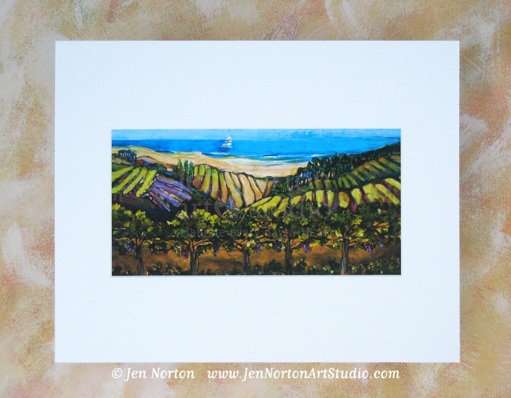 Coastal California Vineyard Art Print in 11 x 14 matt