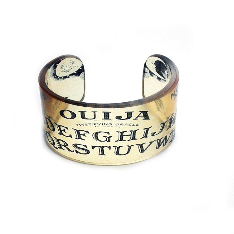 Cuff, Ouija, Resin Graphic Cuff. Resin Bangle. Resin cuff bracelet.