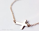 Sideway Cross Necklace GOLD FILLED Celebrity Style- Best Friend,Everyday Jewelry, Sweet 16 Gifts, Birthday, Sisters