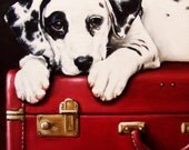 Custom VINTAGE Pet Portrait Still Life Dog Painting by LARA 11x14