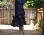 vintage 60's day dress beautiful watercolor design deadstock