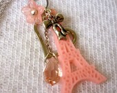 Parisian Romance In Pink - Longline Chain Necklace with Charms