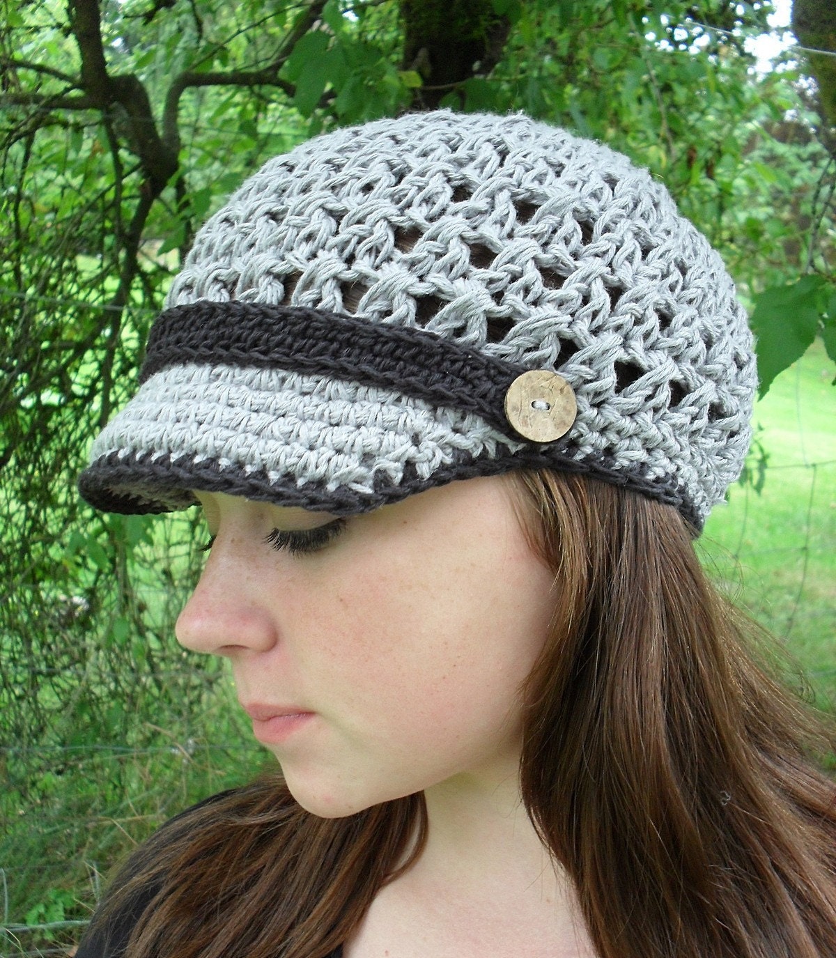 Earth Friendly Hemp Breezy Brimmed Beanie in Light Grey and Black Made To Order