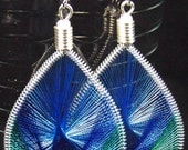 Handmade Thread Earrings, Peacock earrings, String Art, RubysHandiwork.com