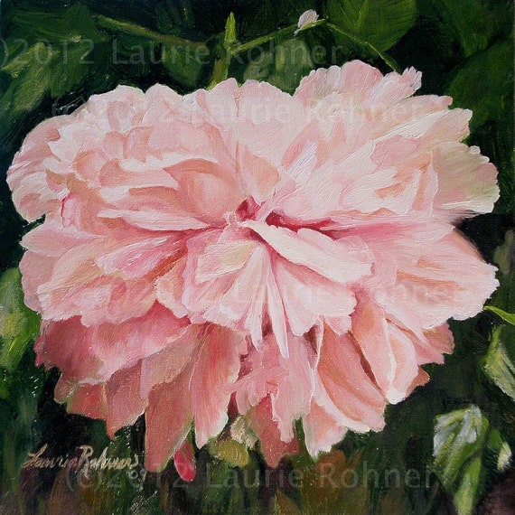 Peony Oil Painting Botanical Garden Flowers Canvas Original by Laurie Rohner Pink