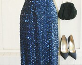 I'm Kind of a Big Deal  - Lilli Diamond 1960s-70s Blue Sequin Wiggle Dress