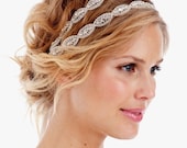 READY TO SHIP Poppy Double - Crystal Headband, Rhinestone, Wedding, Bridal, Headpiece, tie on, bohemian