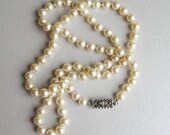 Vintage faux pearl Necklace Matinee length with lovely clasp