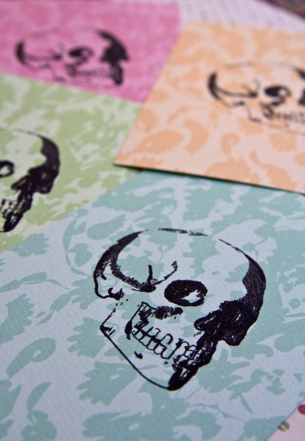 Floral Skull Set of 4 Flat Note Cards