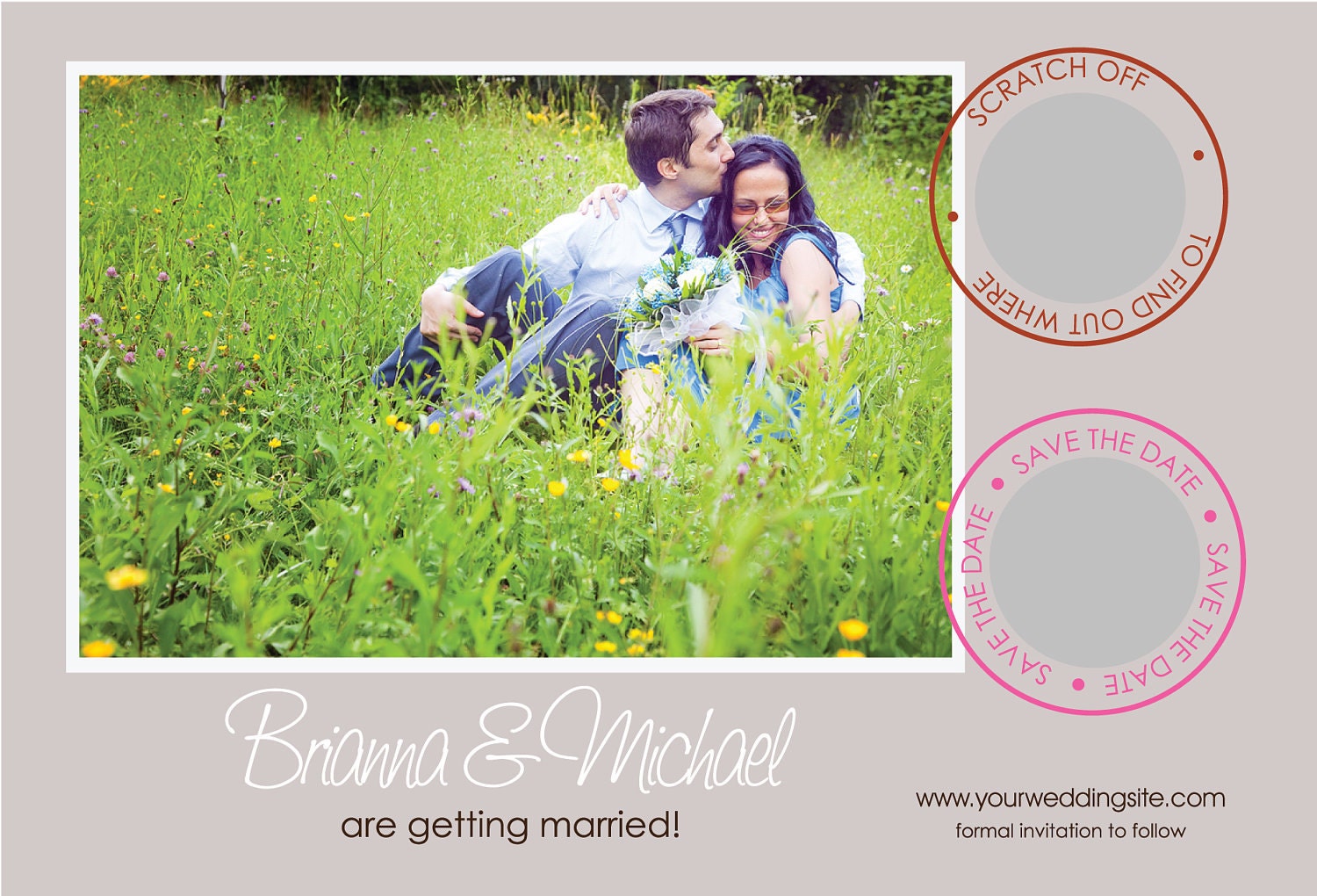 100 Wedding Save The Date & Envelopes Photo Scratch Off Card Invitation Professionally Printed