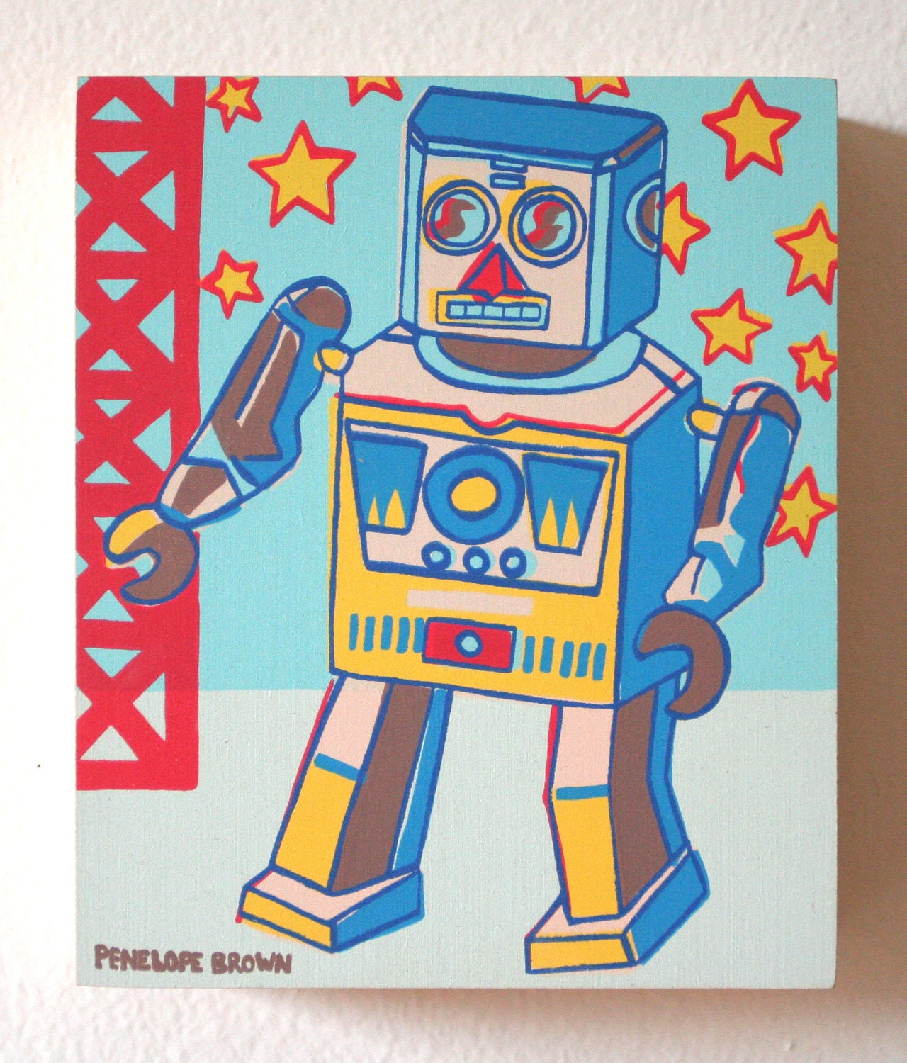 Robot Multicolour Dark Bkg 5 x 6 x 1.5 in.