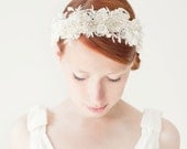 Wedding, Bridal Fascinator, Head Piece, Rhinestone Hair Piece, Wedding Hair Accessory, ivory, silver, velvet - Heart's Desire