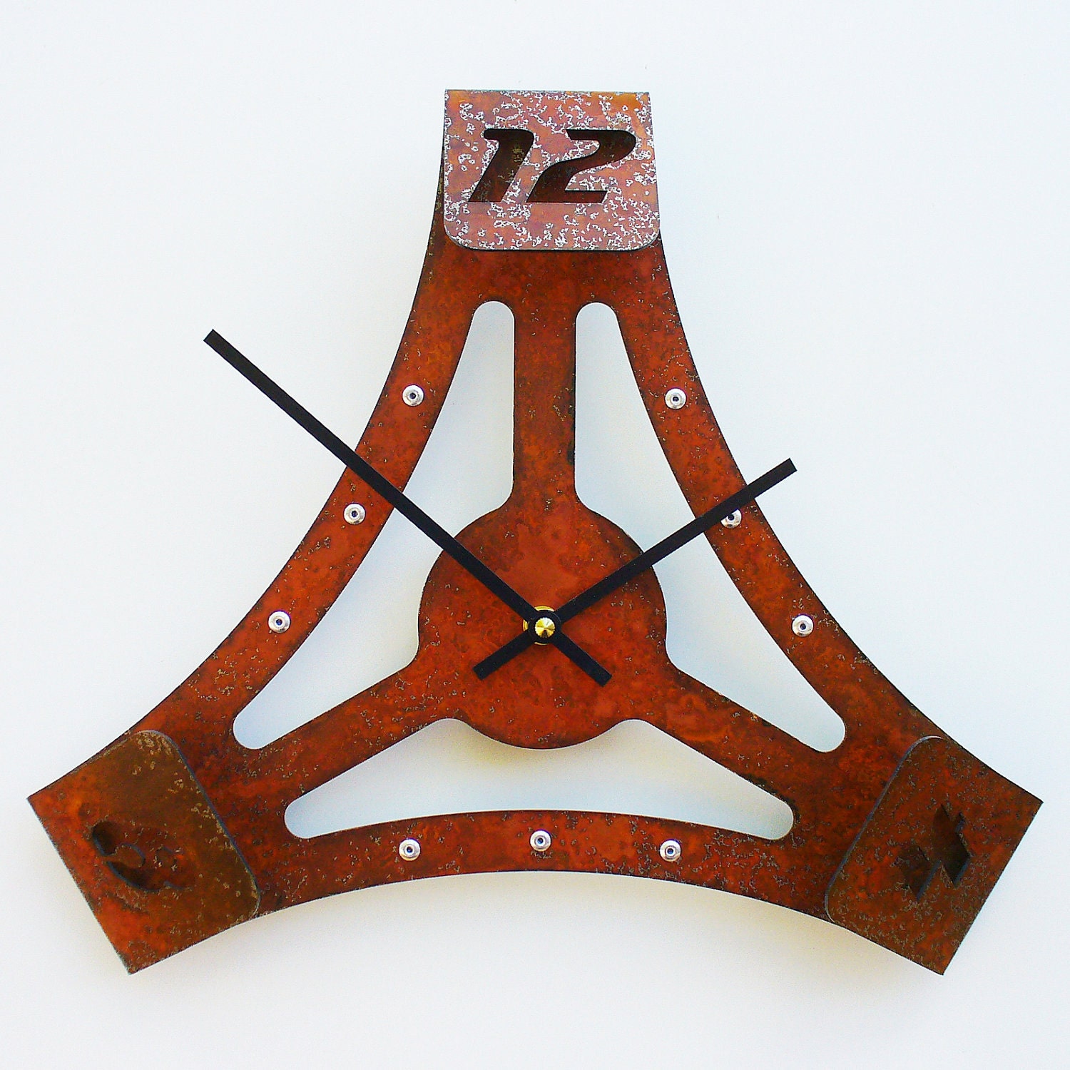 Folding Over I Modern Wall Clock (Rusted)