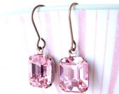 Vintage Swarovski Rose Pink Earrings Retro Pale Pink Rhinestone Bridesmaids