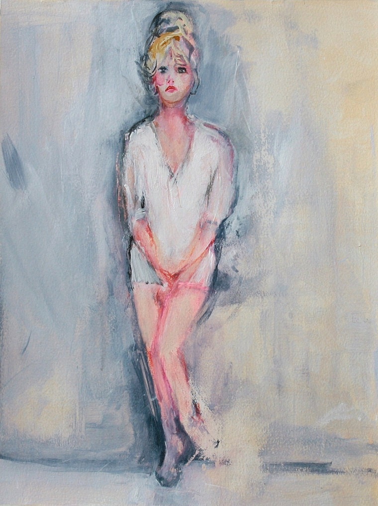 Paris Fashion Beauty:  Original Painting, Brigitte Bardot, Pastel Colors, French Blonde Bombshell, OOAK