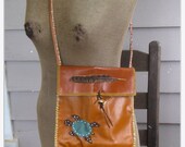 THE WAYFARER. Sea Turtle Shamanic Deer Leather Bag Purse, turtle claw, pheasant feather. Handmade By Gray Wolf's Mother