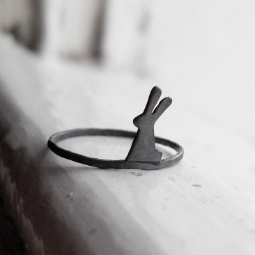 Little Bunny Ring (oxidized) Made to Order
