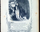 Antique Book Page,Engraved Illustration of Jesus