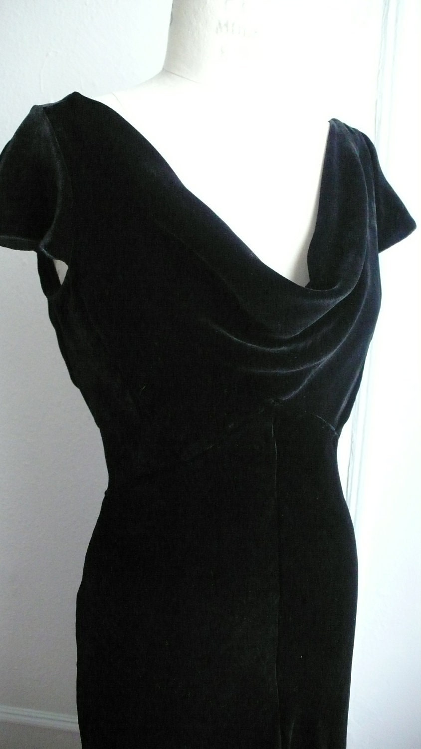 Ella Gown, Floor Grazing, 1930s Inspired Bias, Velvet, customizable, alternative wedding gown, retro, glam, backless