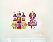 Princess and Castle, Fabric (not vinyl) Wall Decals - Small, by Ellen Giggenbach