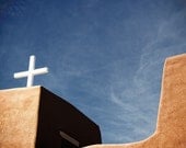 Nambe One 8x8 - New Mexico Photograph - Minimalist Color Photography - Historic Southwest Church Art - Southwestern Decor