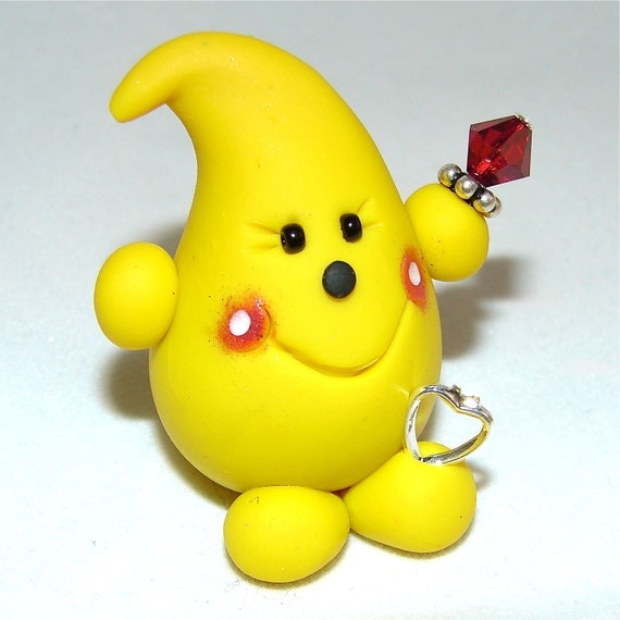 JANUARY Birthstone PARKER - Polymer Clay Character with Swarovski Garnet Gemstone