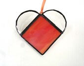 Heart suncatcher orange stained glass ornament anniversary love romance gift under 10