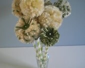 Pom Pom FLOWERS - Green and Cream - Bouquet - Party Decor - Baby Shower - Weddings - Nursery Decor