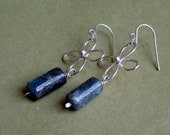 silver and kyanite earrings - kyanite flower long earrings