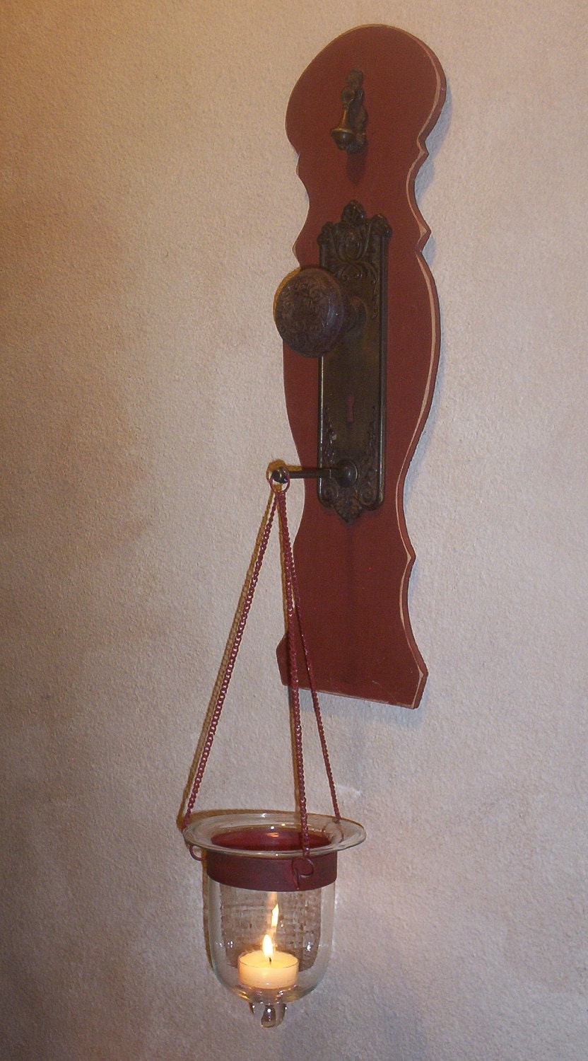 Hanging Candle Holder, Vintage Doorknob , hardware