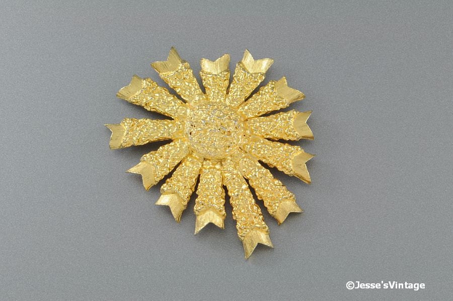 Atomic Spaceage Brooch Gold Tone Abstract