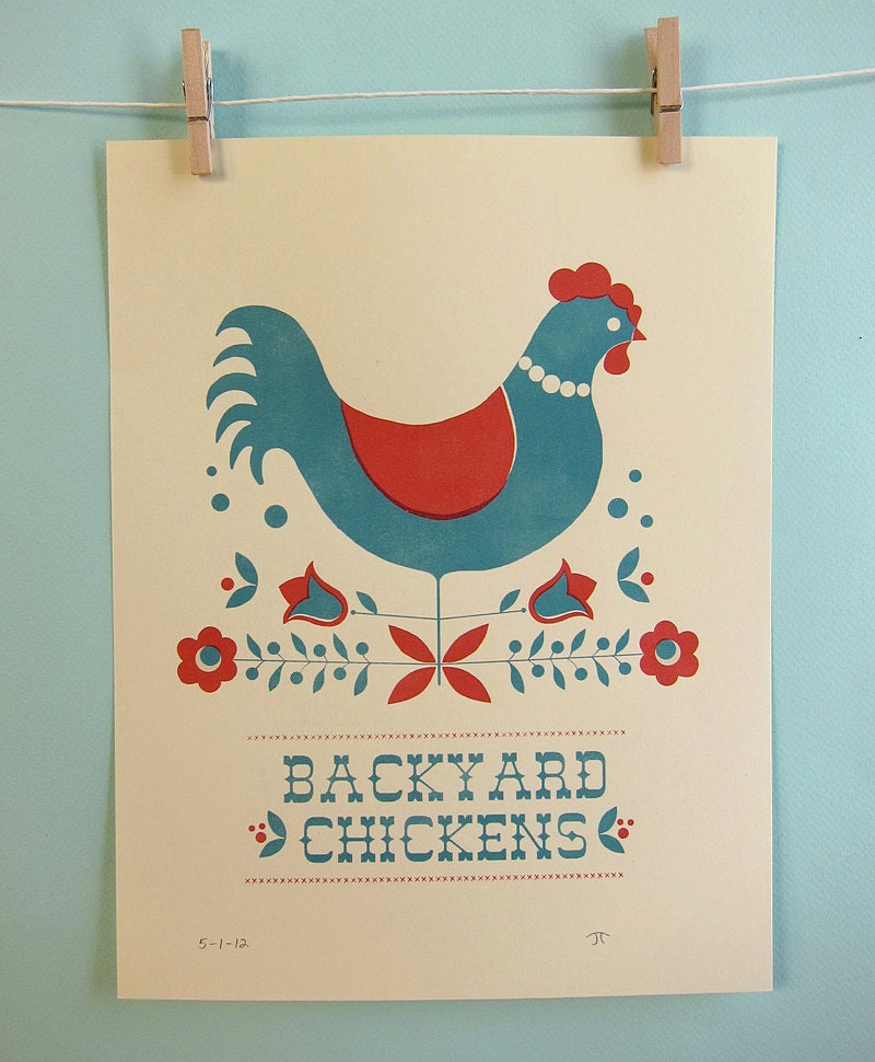 Backyard Chickens in Red Print