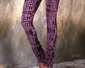 Leggings - Patterned Tights - Printed Leggings - Organic Cotton Pants - Yoga Clothing - Plum Leggings