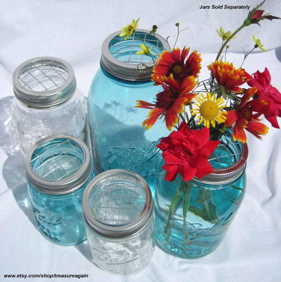 5 Mason Jar Flower Frog Lids Mason Jar Flower Arrangement Wedding Centerpiece, Ball Jar DIY Flowers Garden Flower Vases -No Jars