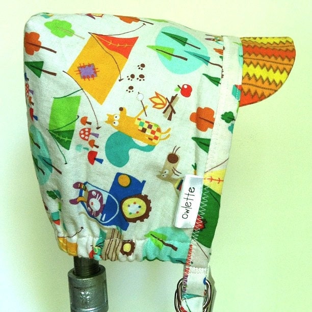 Baby Bonnet, Orange Zig-Zag Multi-color Animal Camp, 6 months