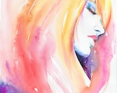 Print of Original Watercolor Fashion Illustration. Titled: Fuchsia