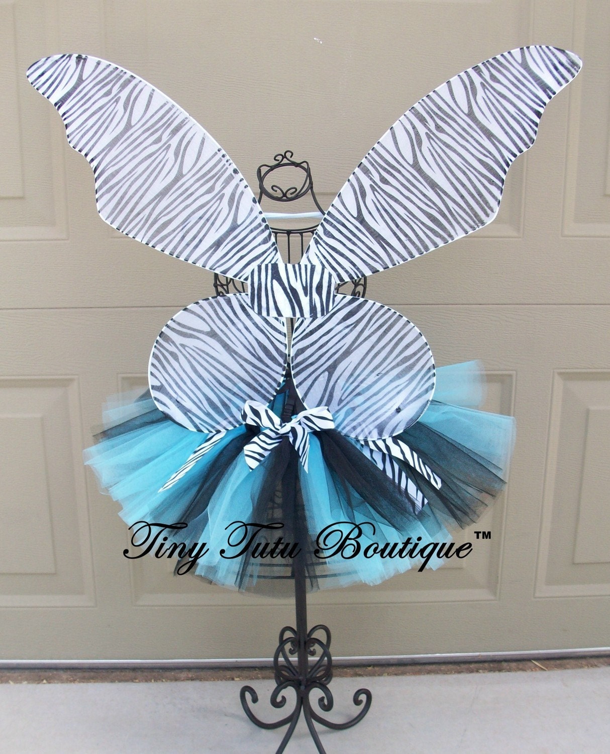 Wild Zebra Tutu/Hairbow Set, HotPink or Blue- 2T/3T, 4T/5T